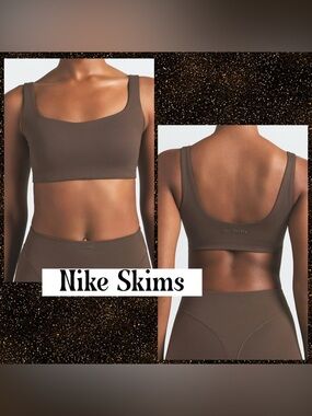 Nike Skims Matte Scoop Neck Bra Dark Sepia